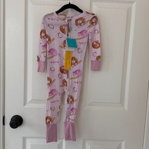 NWT 12-18 months Posh Peanut pink Play Ball Dorothy baseball bows onesie pajamas